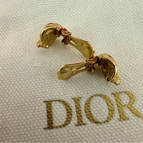 Dior Gold Earrings Elegant Textured Design - Picture 7 of 7